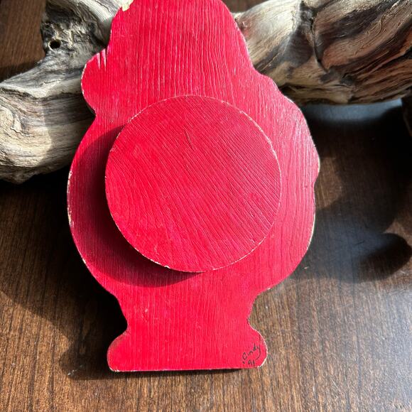 Vintage Wooden Santa Claus Painted Decor Christmas Holiday 8.5” signed dated - Picture 6 of 8